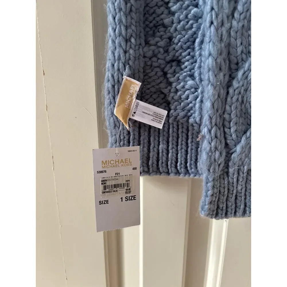 Michael Kors Blue Cable Knit Scarf One Size